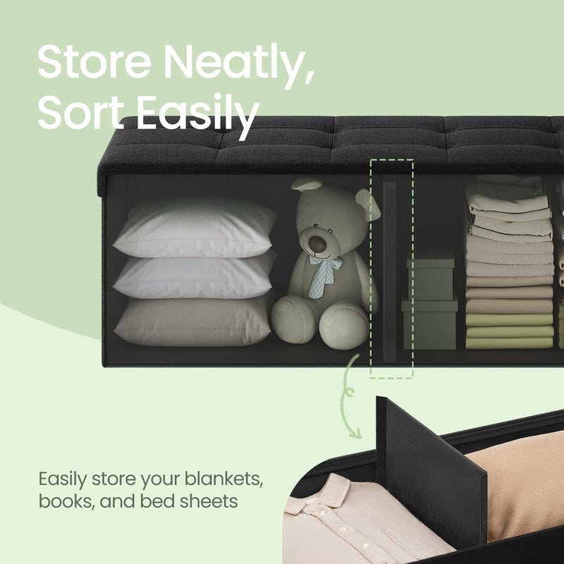 Large Storage Ottoman Bench Upholstered Seat for Bedroom and Hallway 110 cm by Songmics