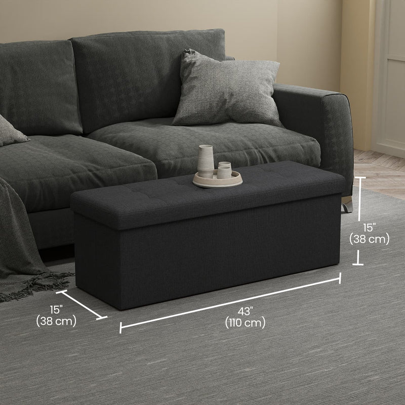Large Storage Ottoman Bench Upholstered Seat for Bedroom and Hallway 110 cm by Songmics