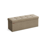 Foldable Storage Ottoman Camel Brown 38 x 110 cm Space Saving Seat and Footstool by Songmics
