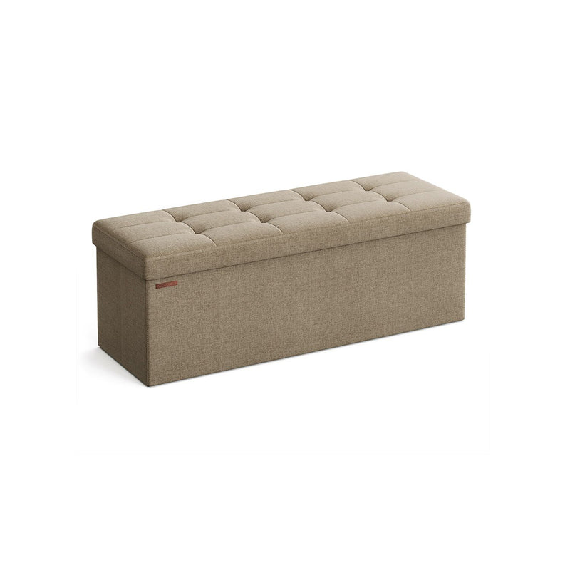 Foldable Storage Ottoman Camel Brown 38 x 110 cm Space Saving Seat and Footstool by Songmics