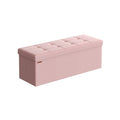 Foldable Small Storage Ottoman in Jelly Pink 38 x 110 x 38 cm Space Saving Design by Songmics
