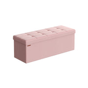 Foldable Small Storage Ottoman in Jelly Pink 38 x 110 x 38 cm Space Saving Design by Songmics