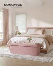 Foldable Small Storage Ottoman in Jelly Pink 38 x 110 x 38 cm Space Saving Design by Songmics