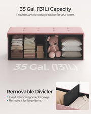 Foldable Small Storage Ottoman in Jelly Pink 38 x 110 x 38 cm Space Saving Design by Songmics