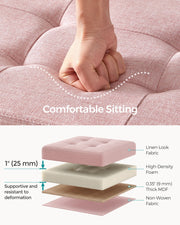 Foldable Small Storage Ottoman in Jelly Pink 38 x 110 x 38 cm Space Saving Design by Songmics