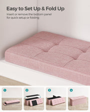 Foldable Small Storage Ottoman in Jelly Pink 38 x 110 x 38 cm Space Saving Design by Songmics