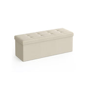 Cream White Foldable Storage Ottoman Small Footstool with Lid 38 x 110 cm by Songmics