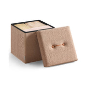 Camel Brown Folding Storage Ottoman with Removable Lid 38 x 38 x 38 cm by Songmics