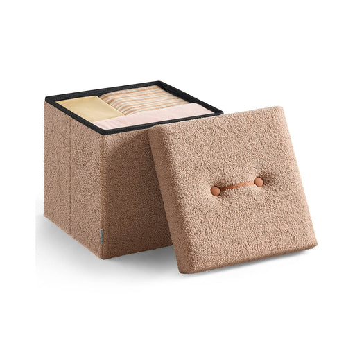Camel Brown Folding Storage Ottoman with Removable Lid 38 x 38 x 38 cm by Songmics
