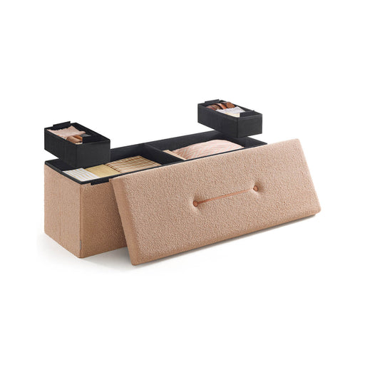 Camel Brown Folding Storage Ottoman with Removable Lid 110 cm Long by Songmics