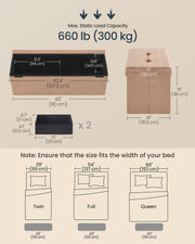 Camel Brown Folding Storage Ottoman with Removable Lid 110 cm Long by Songmics