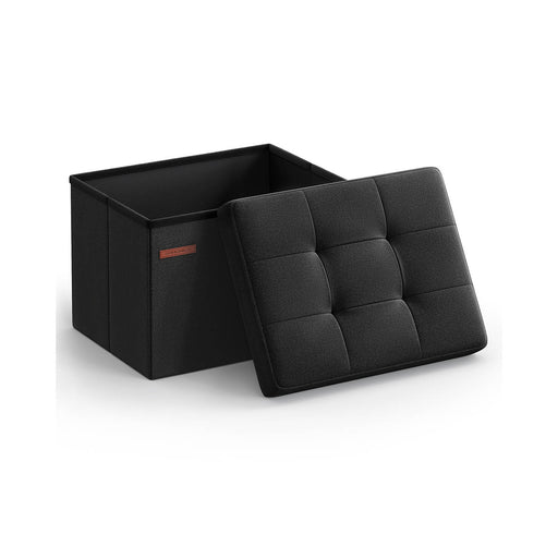 Ink Black Foldable Storage Ottoman Footstool Small Space Saving Design 31 x 41 cm by Songmics