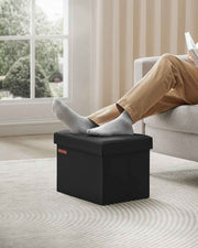 Ink Black Foldable Storage Ottoman Footstool Small Space Saving Design 31 x 41 cm by Songmics