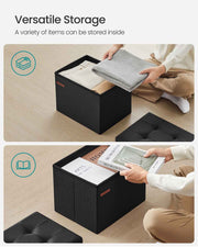 Ink Black Foldable Storage Ottoman Footstool Small Space Saving Design 31 x 41 cm by Songmics