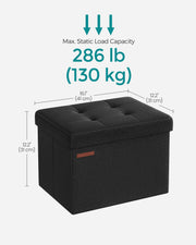 Ink Black Foldable Storage Ottoman Footstool Small Space Saving Design 31 x 41 cm by Songmics