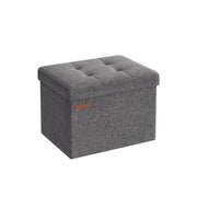 Light Grey Foldable Storage Ottoman 31 x 41 x 31 cm with Padded Seat and Hidden Compartment by Songmics