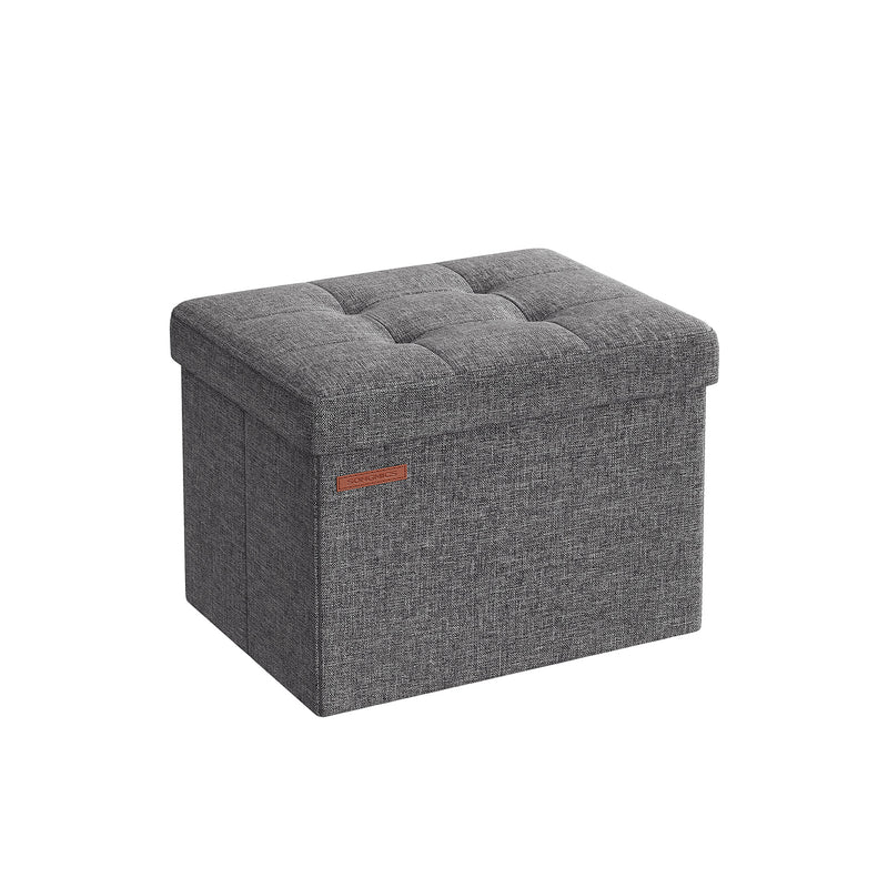Light Grey Foldable Storage Ottoman 31 x 41 x 31 cm with Padded Seat and Hidden Compartment by Songmics