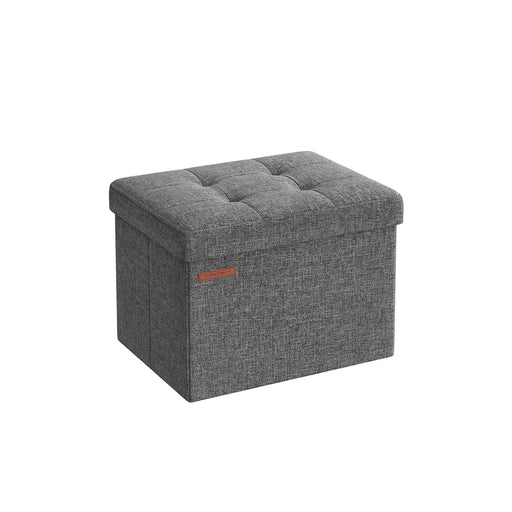 Dark Grey Foldable Storage Ottoman 31 x 41 x 31 cm with Padded Seat and Hidden Compartment by Songmics
