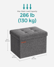 Light Grey Foldable Storage Ottoman 31 x 41 x 31 cm with Padded Seat and Hidden Compartment by Songmics