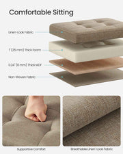 Foldable Camel Brown Storage Ottoman Footstool 31 x 41 cm with Padded Seat by Songmics