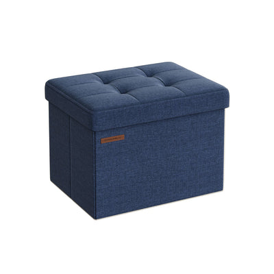 Small Foldable Storage Ottoman in Denim Blue 31 x 41 cm Space Saving Seat by Songmics