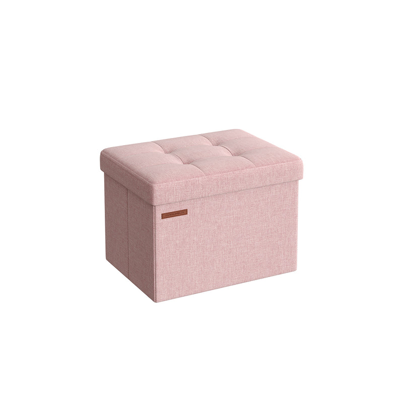 Foldable Storage Ottoman in Jelly Pink 31 x 41 x 31 cm with Hidden Seat and Organiser by Songmics
