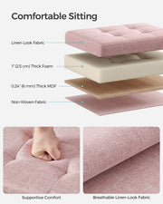 Foldable Storage Ottoman in Jelly Pink 31 x 41 x 31 cm with Hidden Seat and Organiser by Songmics