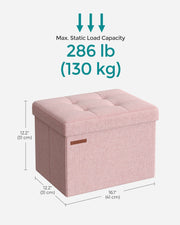 Foldable Storage Ottoman in Jelly Pink 31 x 41 x 31 cm with Hidden Seat and Organiser by Songmics
