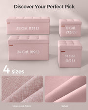 Foldable Storage Ottoman in Jelly Pink 31 x 41 x 31 cm with Hidden Seat and Organiser by Songmics