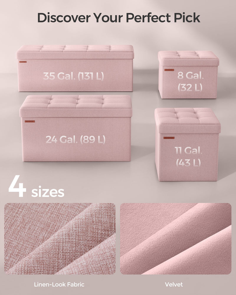Foldable Storage Ottoman in Jelly Pink 31 x 41 x 31 cm with Hidden Seat and Organiser by Songmics
