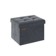 Foldable Storage Ottoman Bench Slate Grey with Padded Seat 31x41x31 cm by Songmics