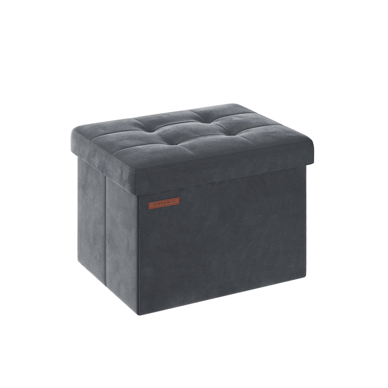 Foldable Storage Ottoman Bench Slate Grey with Padded Seat 31x41x31 cm by Songmics