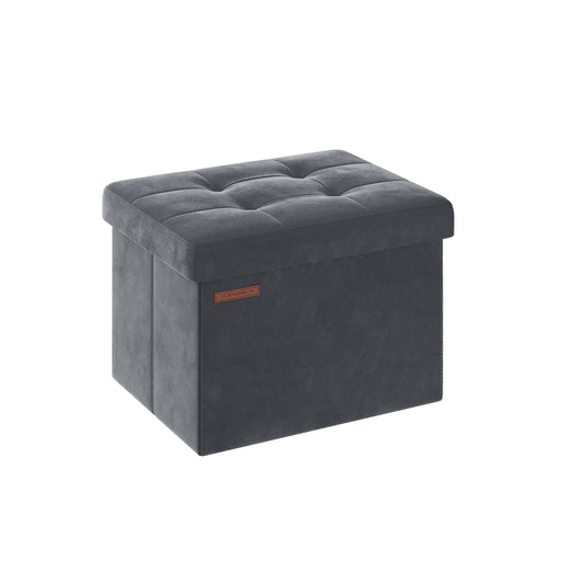 Foldable Storage Ottoman Bench Slate Grey with Padded Seat 31x41x31 cm by Songmics