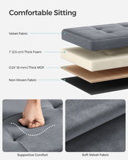 Foldable Storage Ottoman Bench Slate Grey with Padded Seat 31x41x31 cm by Songmics