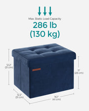 Foldable Midnight Blue Ottoman Foot Stool Compact and Space Saving Design by Songmics