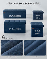 Foldable Midnight Blue Ottoman Foot Stool Compact and Space Saving Design by Songmics