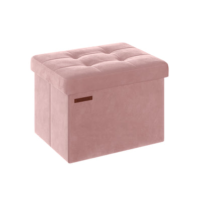 Foldable Storage Ottoman Bench in Jelly Pink with Hidden Compartment 31cm by Songmics