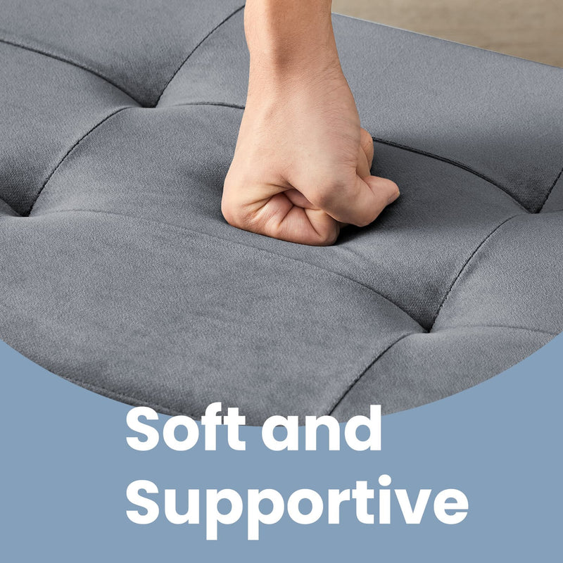 Foldable Storage Ottoman Footstool with Padded Seat 38 cm Small Foot Rest by Songmics