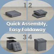 Foldable Storage Ottoman Footstool with Padded Seat 38 cm Small Foot Rest by Songmics