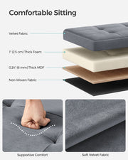 Slate Grey Foldable Storage Ottoman Bench 38x38x38 cm with Padded Seat by Songmics