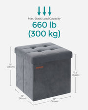 Slate Grey Foldable Storage Ottoman Bench 38x38x38 cm with Padded Seat by Songmics