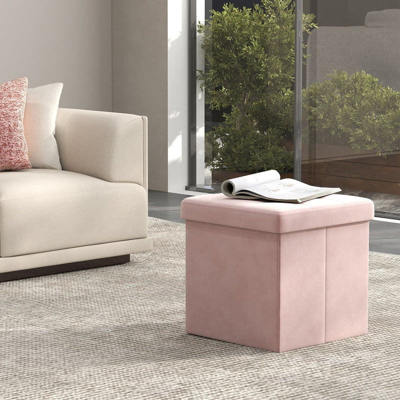 Foldable Storage Ottoman Footstool 38 cm Small Padded Foot Rest for Home by Songmics