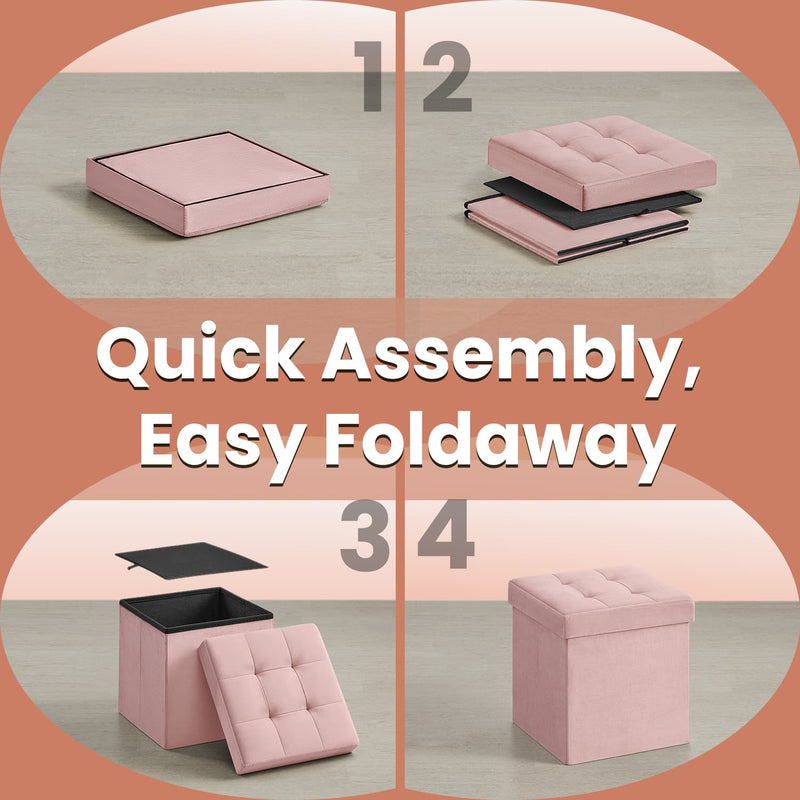 Foldable Storage Ottoman Footstool 38 cm Small Padded Foot Rest for Home by Songmics