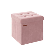 Jelly Pink Foldable Storage Ottoman Bench 38x38x38 cm with Padded Seat by Songmics