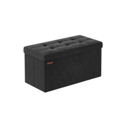 Foldable Storage Ottoman Bench in Ink Black with Padded Seat and Hidden Compartment by Songmics