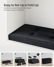 Foldable Storage Ottoman Bench in Ink Black with Padded Seat and Hidden Compartment by Songmics