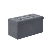Foldable Storage Ottoman Bench 38 x 76 x 38 cm with Padded Seat and Hidden Compartment by Songmics