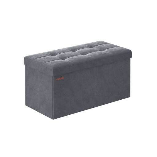 Foldable Storage Ottoman Bench 38 x 76 x 38 cm with Padded Seat and Hidden Compartment by Songmics