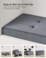Foldable Storage Ottoman Bench 38 x 76 x 38 cm with Padded Seat and Hidden Compartment by Songmics