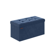 Midnight Blue Foldable Storage Ottoman Bench 38 x 76 cm with Padded Seat by Songmics